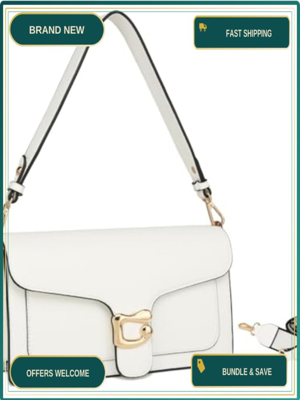 Vegan Leather Crossbody Bag Small Satchel Purse with 2 Detachable Straps